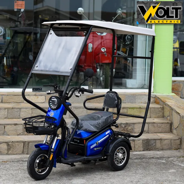 View 1 of Електрическа триколка Volt Electric PUDDING PRO с покрив и страници, 1800W, синя