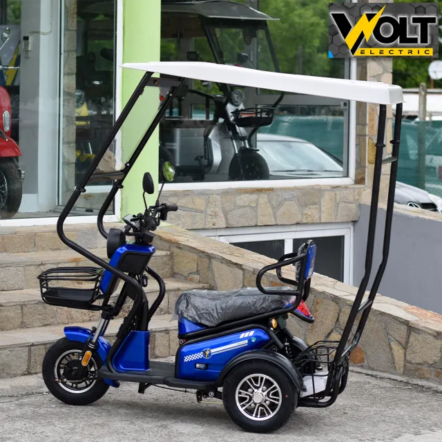 View 6 of Електрическа триколка Volt Electric PUDDING PRO с покрив и страници, 1800W, синя