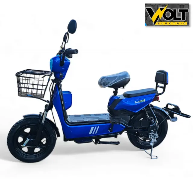View 3 of Двуместен електрически скутер велосипед с педали BULLMAX BUZZ 16" джанти, 750W, 12Ah, син