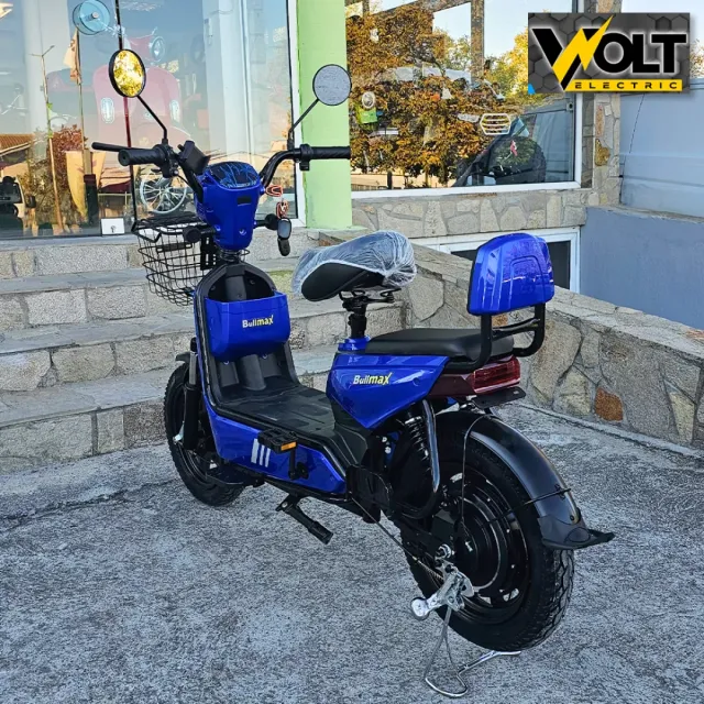 View 8 of Двуместен електрически скутер велосипед с педали BULLMAX BUZZ 16" джанти, 750W, 12Ah, син