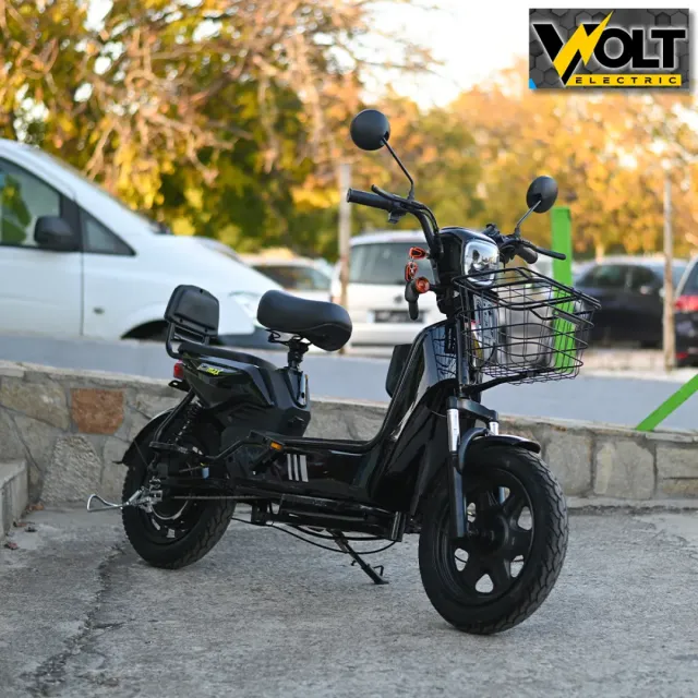 View 3 of Двуместен електрически скутер велосипед с педали BULLMAX BUZZ 16" джанти, 750W, 12Ah, черен лак