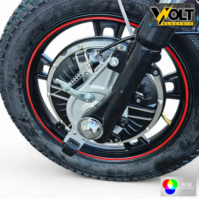 View 4 of Електрическа триколка Volt Electric A3 Traffic PRO RGB 750W, дисплей, крачна спирачка, 2 кошници, LED светлини, червен металик