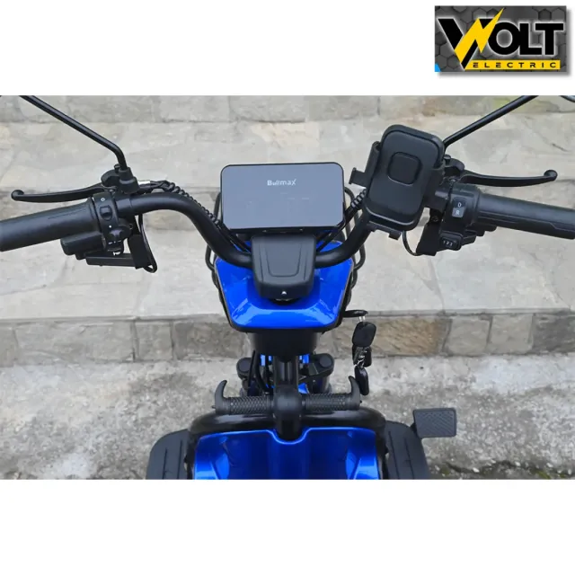 View 5 of Електрическа триколка Bullmax C2 с 5 батерии, 3 места, крачна спирачка, LED дисплей, 1500W/60V/20Ah, син цвят