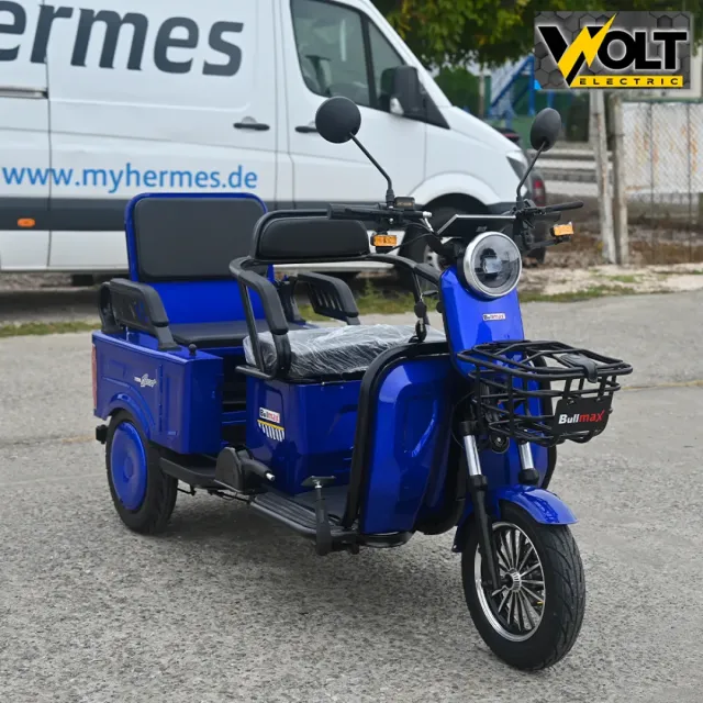 View 8 of Двуместна CARGO електрическа триколка BULLMAX A10 CE, 60V, 2800W, 20Ah, синя