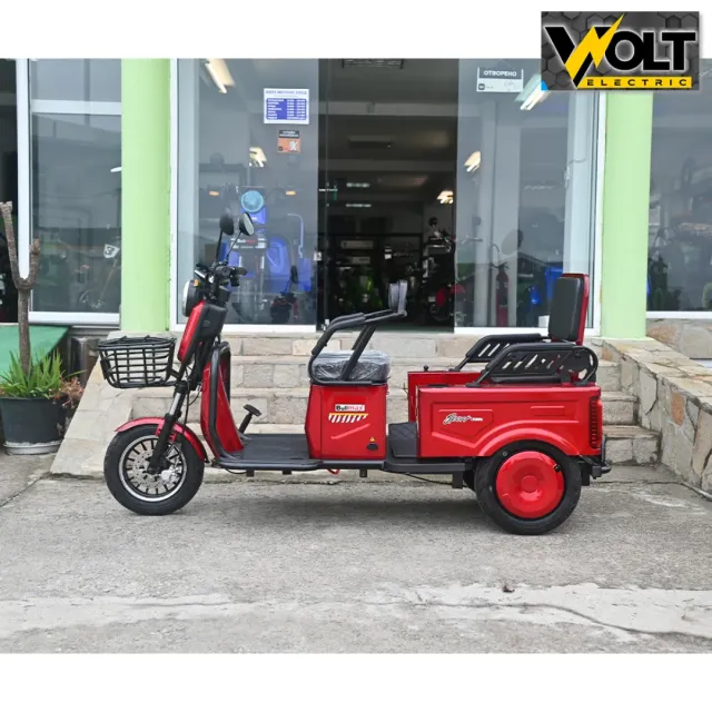 View 2 of Двуместна CARGO електрическа триколка BULLMAX A10 CE, 60V, 2800W, 20Ah, червена